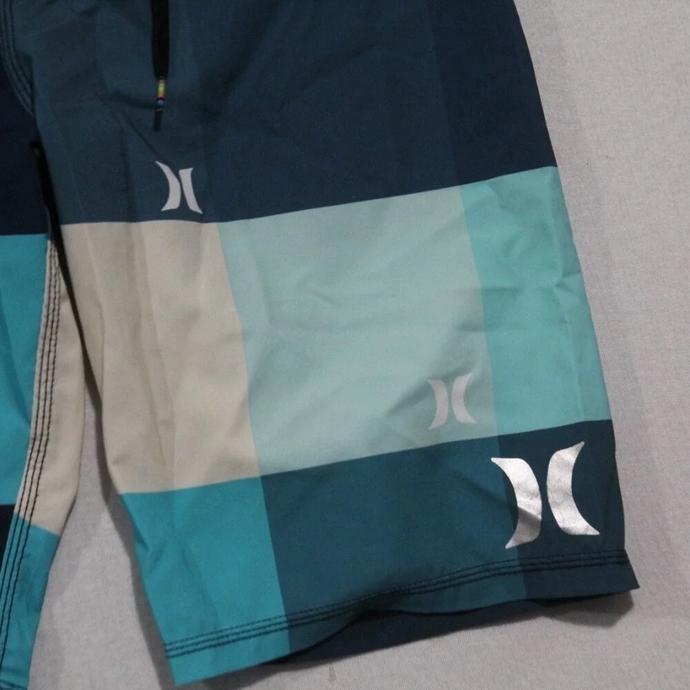 Hurley Men Blue Trunks Colorblock Board Shorts Size 28